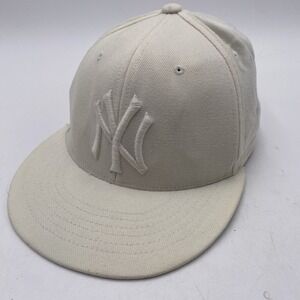 New York Yankees Whiteout Hat Major League White Stretch Fitted Large Cleaned